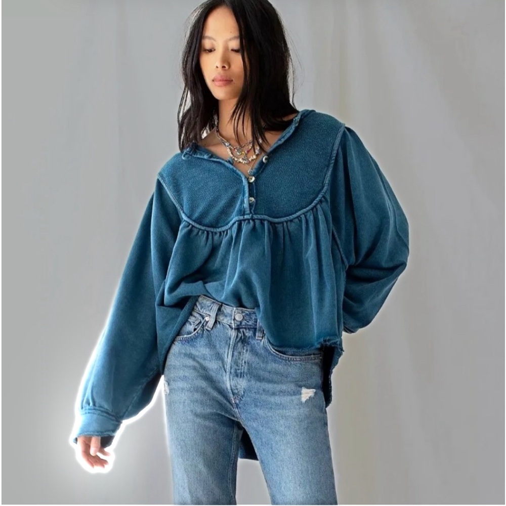 Free People About A Girl Pullover - Color Riptide, Size Medium